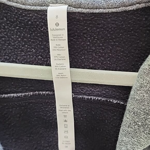 Lululemon Heathered Gray Scuba Full-Zip Hoodie sz 8 - Picture 7 of 9